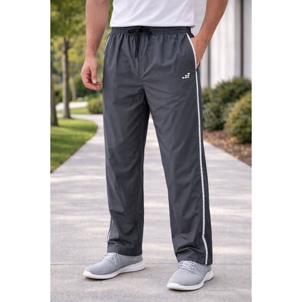 BCG Athletic Track Pants XL Gray Lightweight Jogger Zip Hem